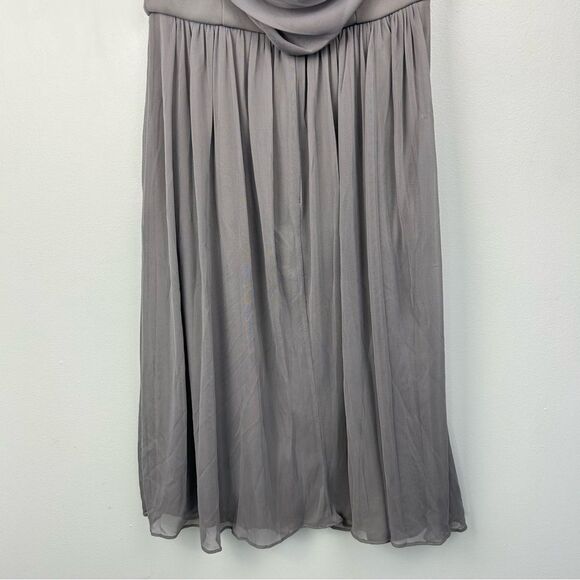 David’s Bridal Short Mesh Bridesmaid Dress with Cowl Back F16007 Mercury Gray 0 - Picture 14 of 16